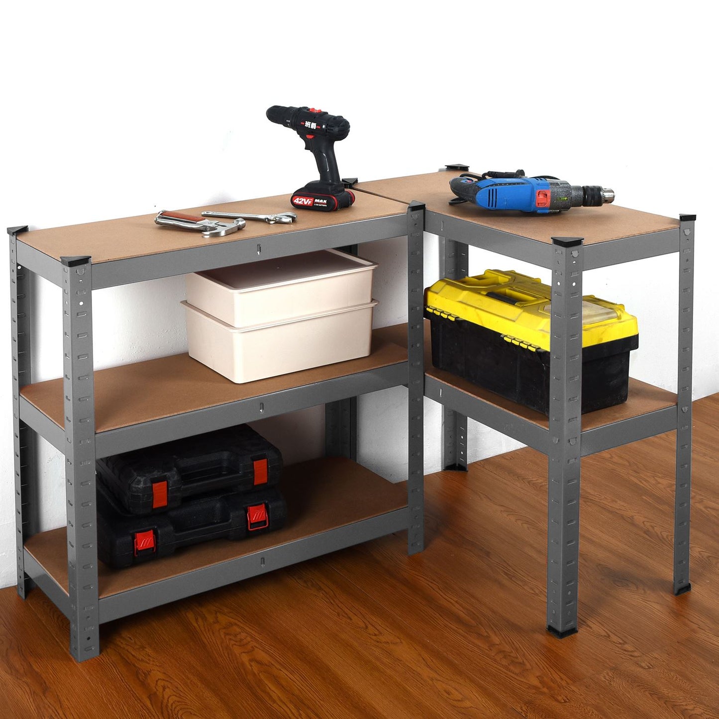 Heavy Duty Steel & MDF 5 Tier Racking in Grey