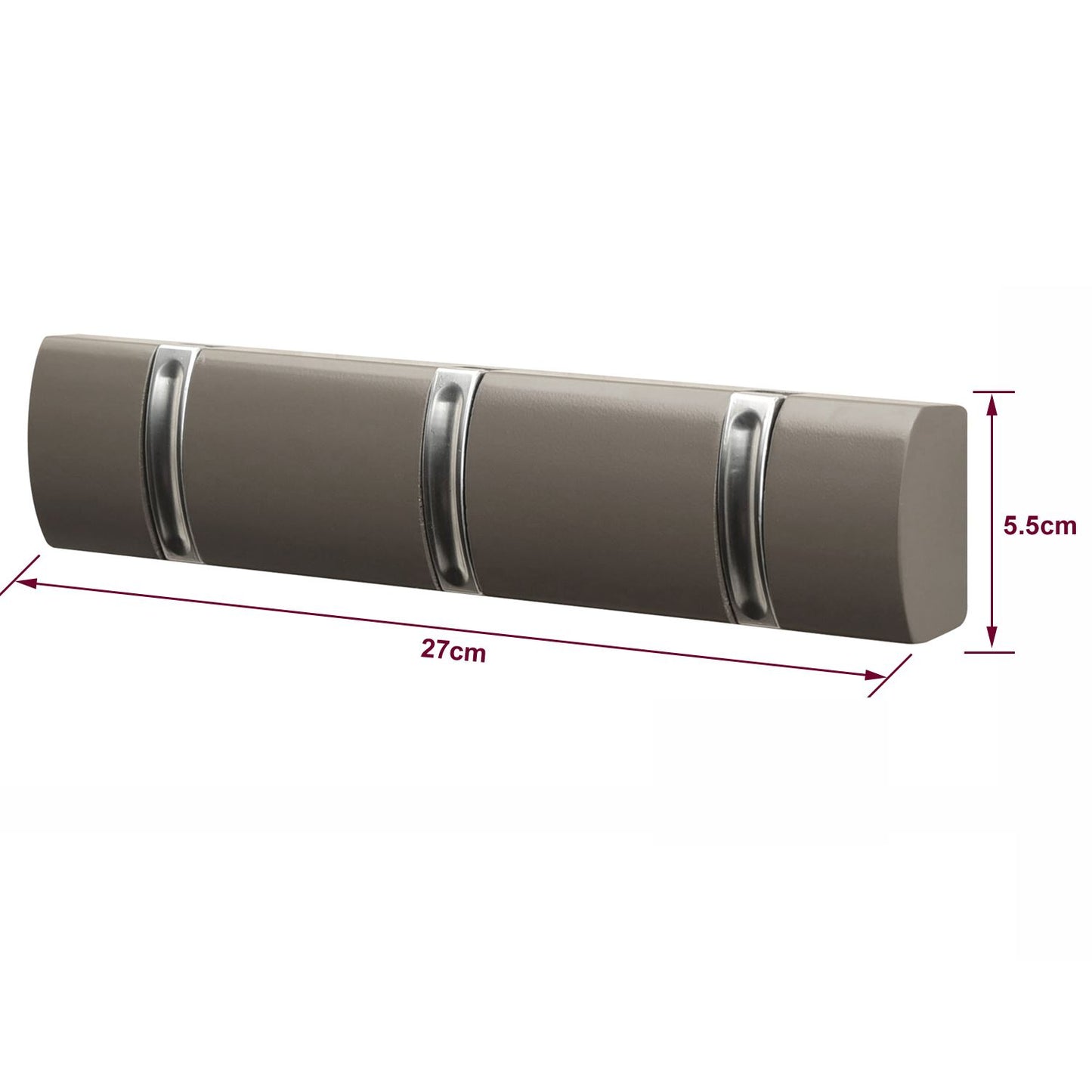 3 Door Hooks In Nickel On Grey Mountable Board