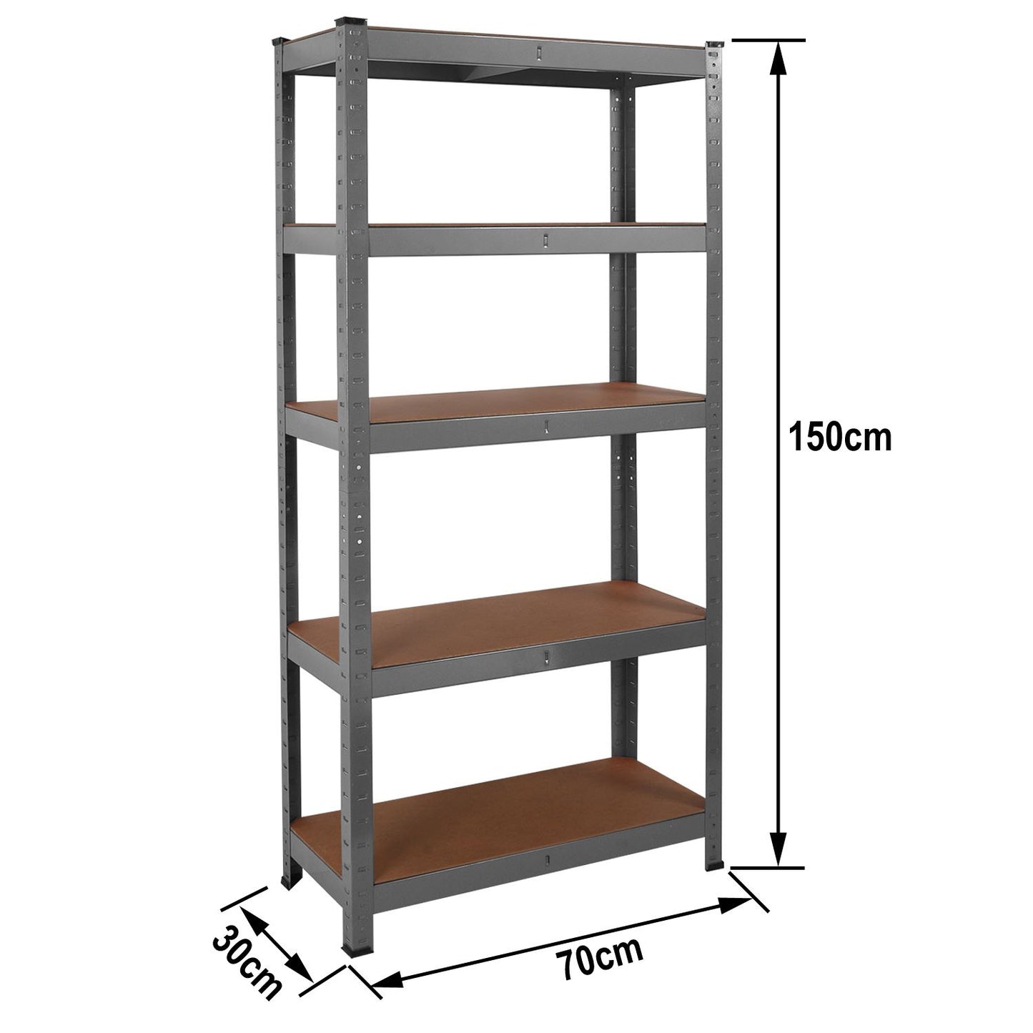 Heavy Duty Steel & MDF 5 Tier Racking in Grey