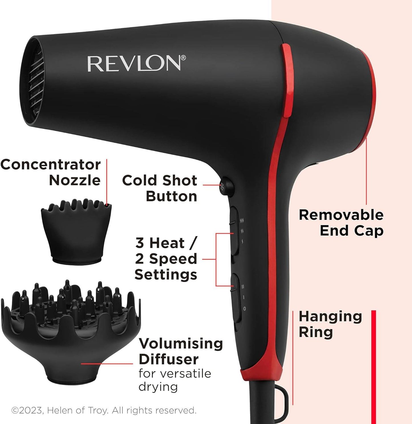 REVLON Smoothstay Coconut Oil-Infused Hair Dryer + Volumising Diffuser