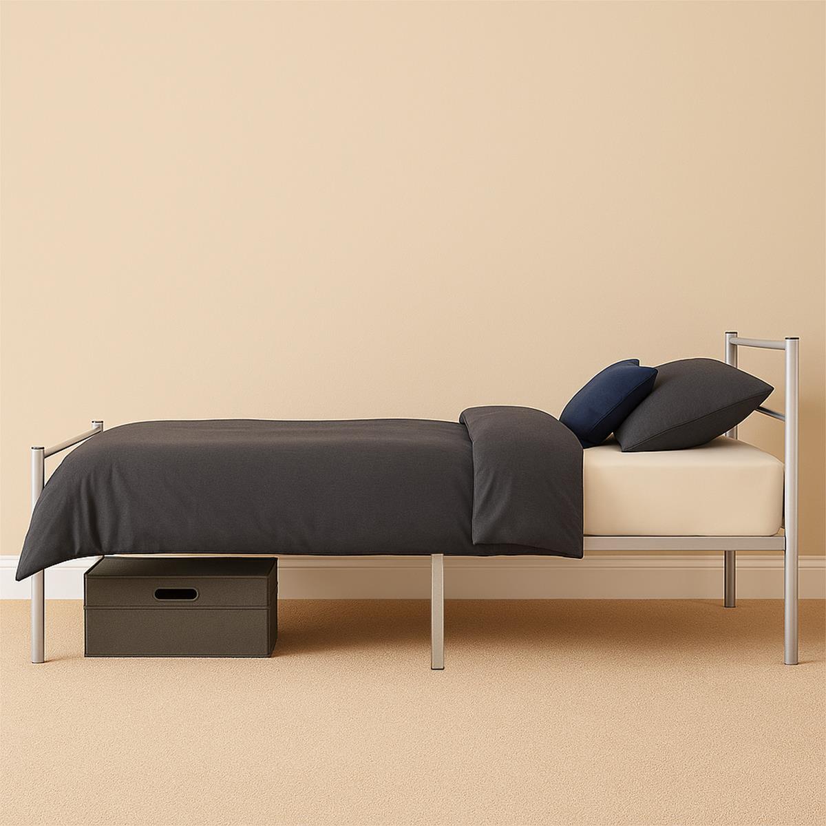 Extra Strong Single Metal Bed Frame Kid Adult Bedroom Silver Easy Assembly
