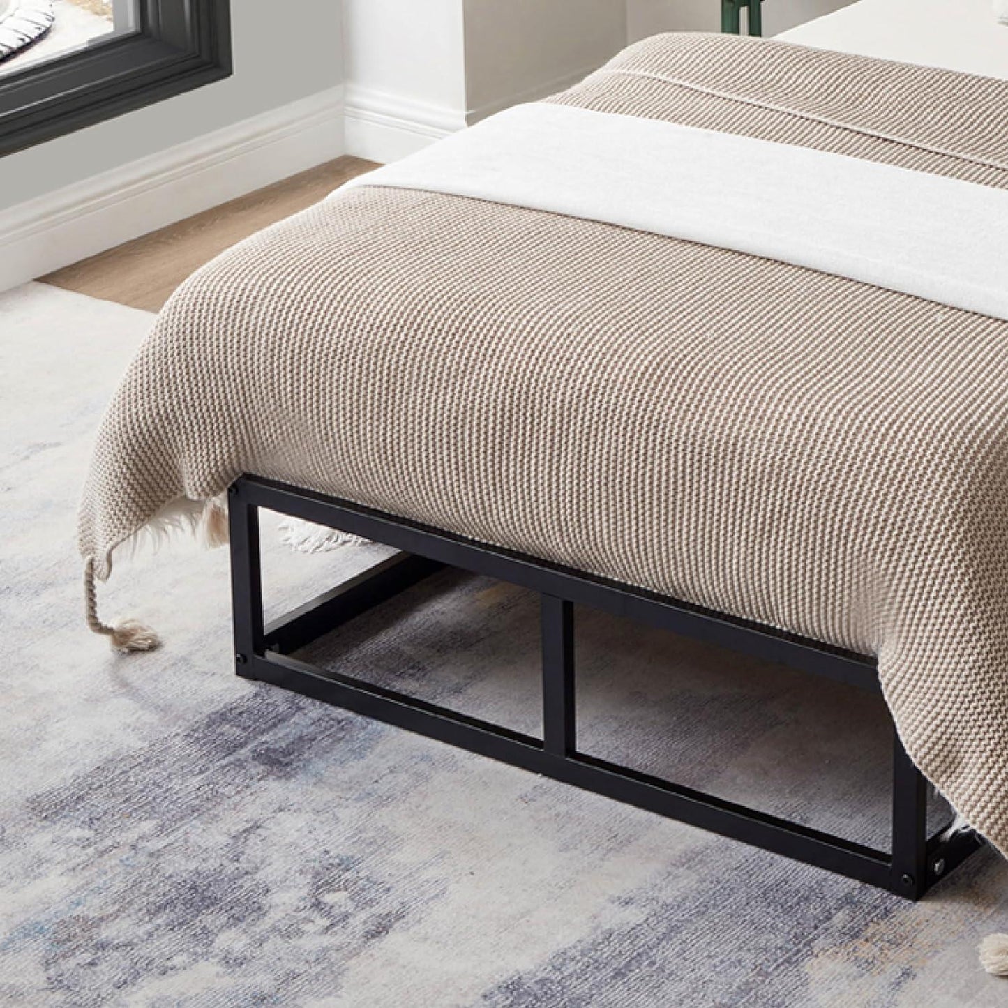 Single Metal Platform Bed Frame Square Tube