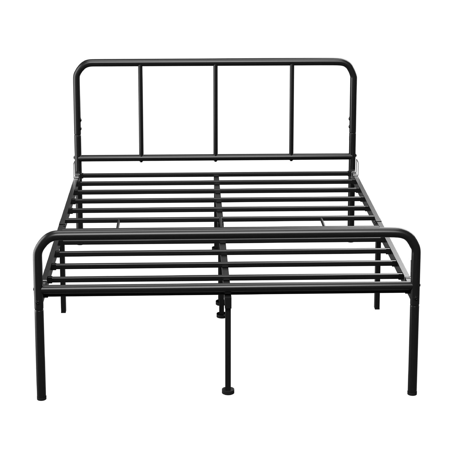 Double Size Bed Frame Metal Rounded Headboard Easy Assembly Bed Base Storage