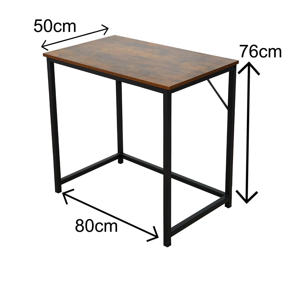 Small Desk Rustic brown top with black coated metal frame 80cm