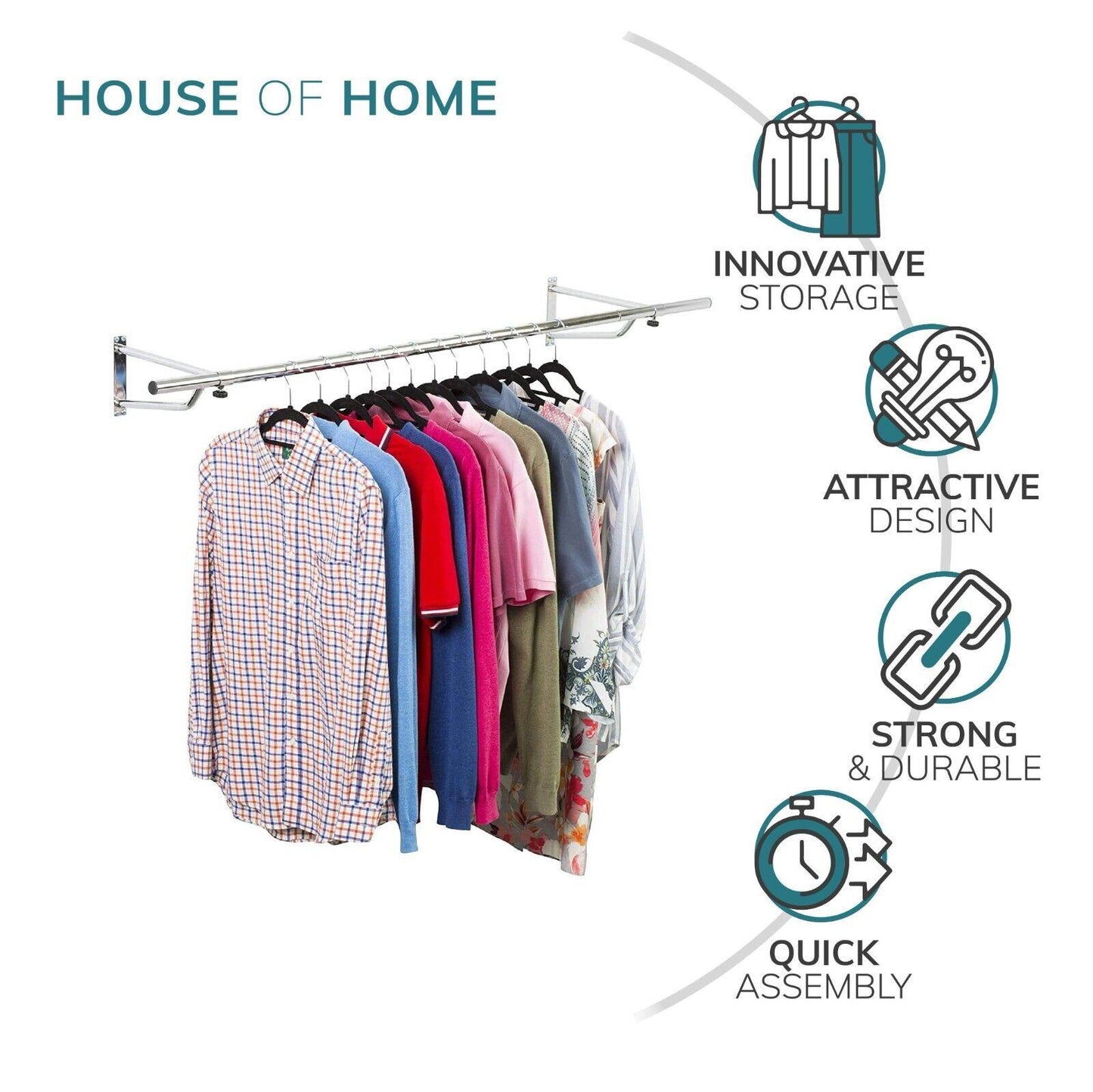 4ft Garment Rail In Chrome Plated
