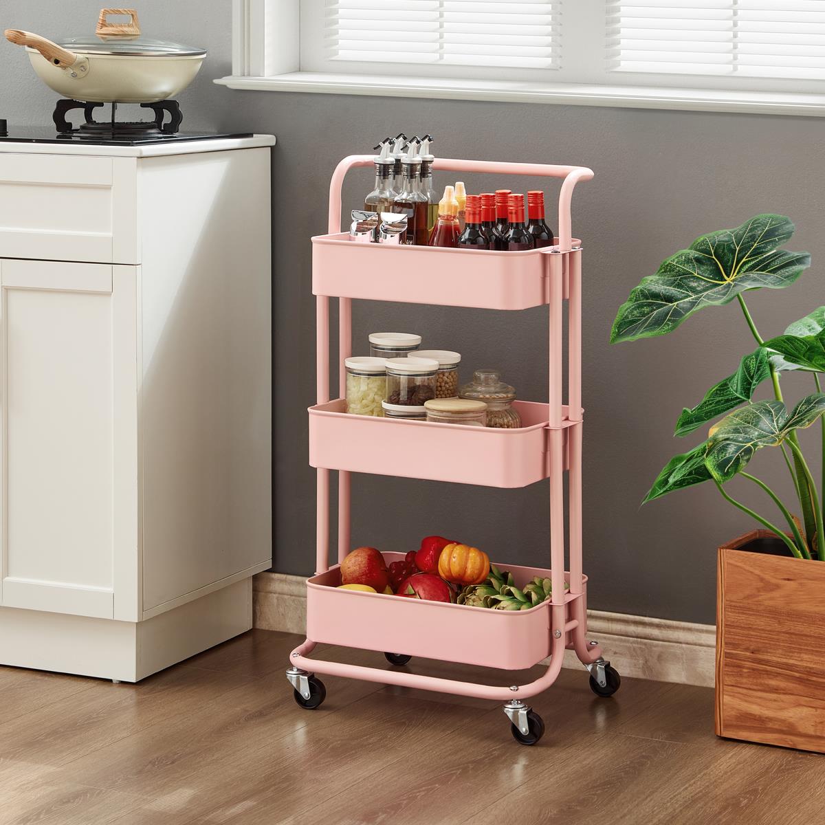 3 Tier Trolley Pink