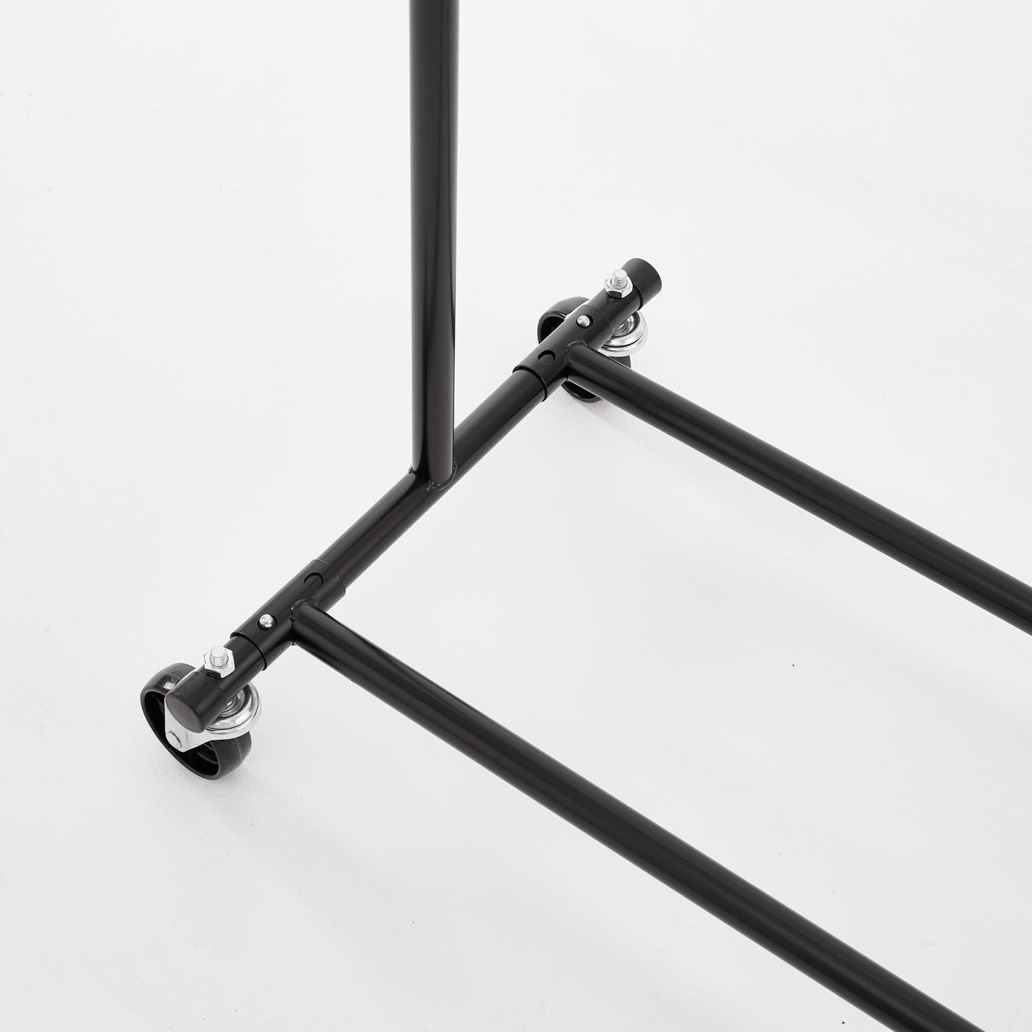 Heavy Duty Black Clothes Rail Adjustable Width Height with Shelf Locking Wheels