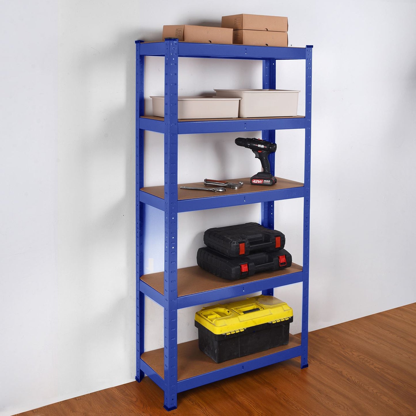 Heavy Duty Steel & MDF 5 Tier Racking in Blue