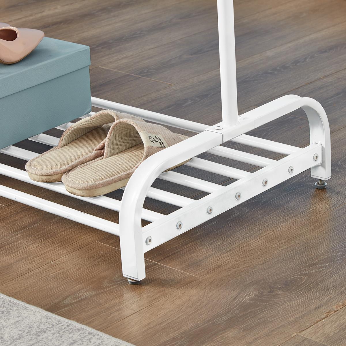 Clothes Rail Garment Rack With Shoe Storage Shelf Adjustable Feet Easy Build