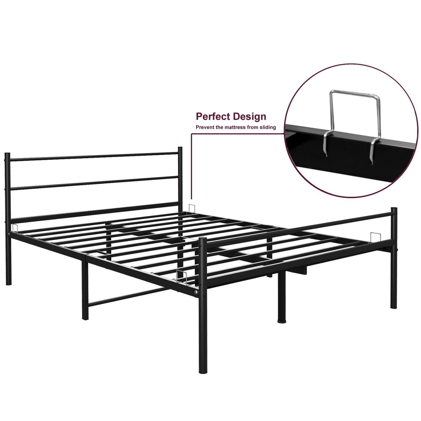 King Size Metal Bed Extra Strong Frame Stylish Bedroom Storage Modern Sturdy Design