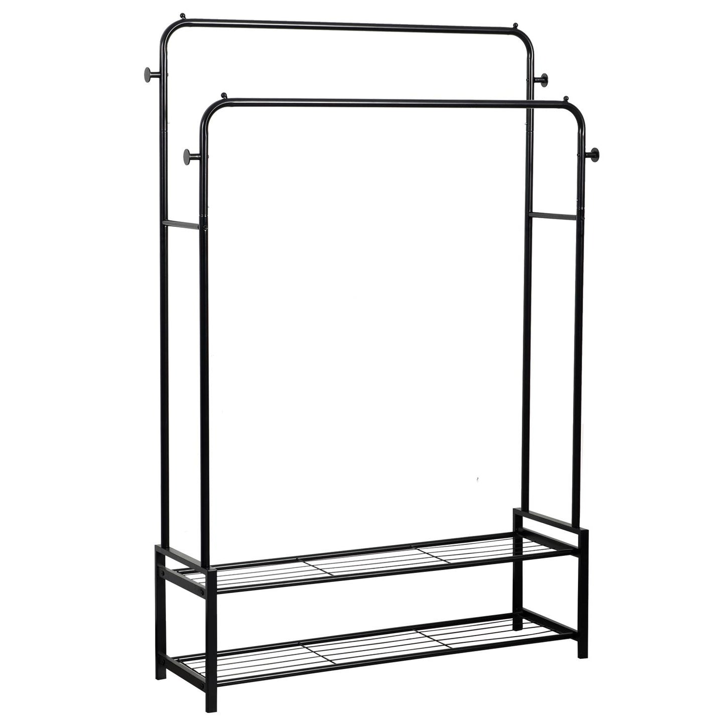 Freestanding Double Clothes Rail with Shoe Rack