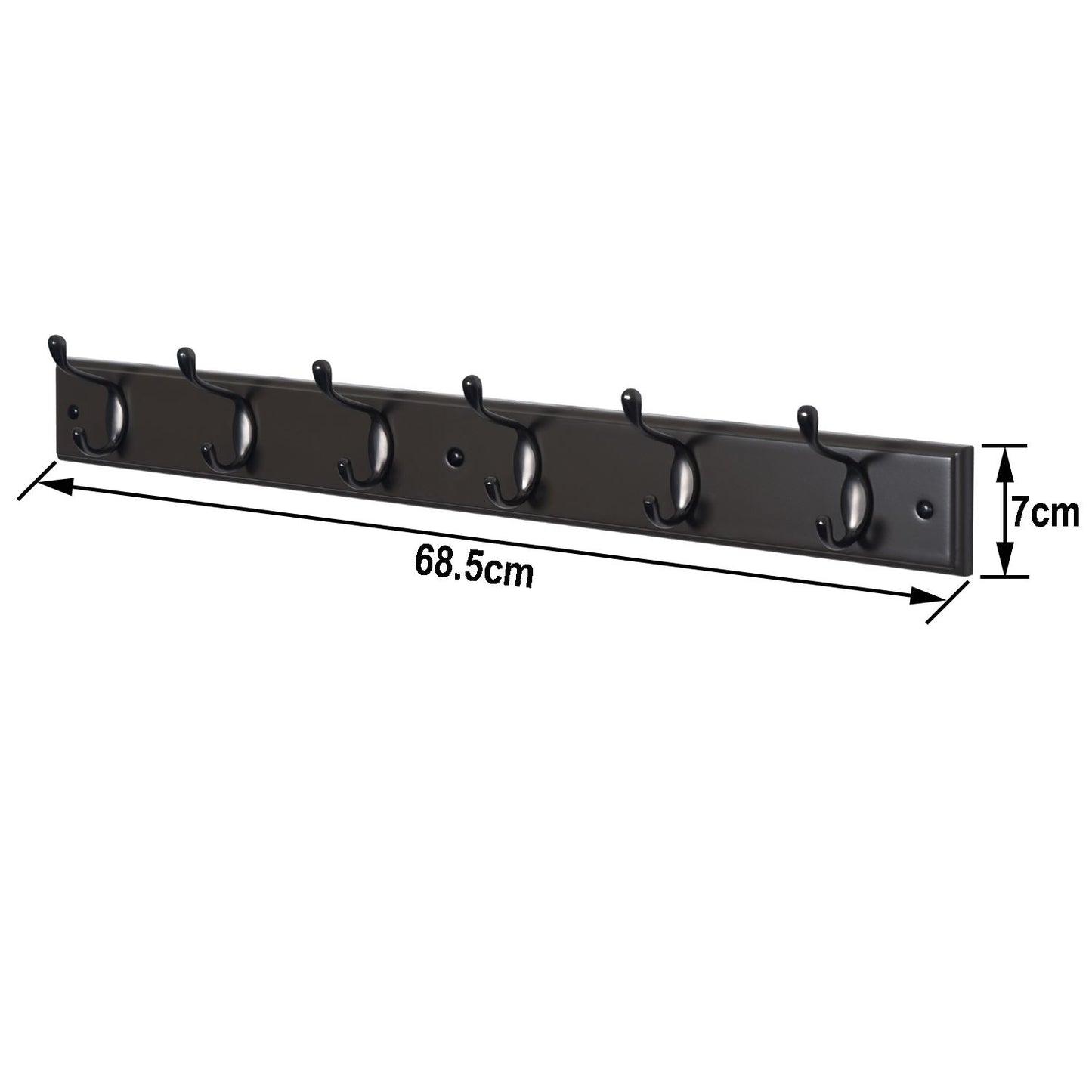 6 Double Hook Wall Mounted Door Clothes Hanger Coat Rack in Charcoal Grey
