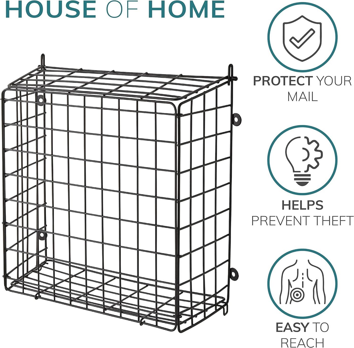 Black Letter Box Catcher Cage With Lift Up Lid