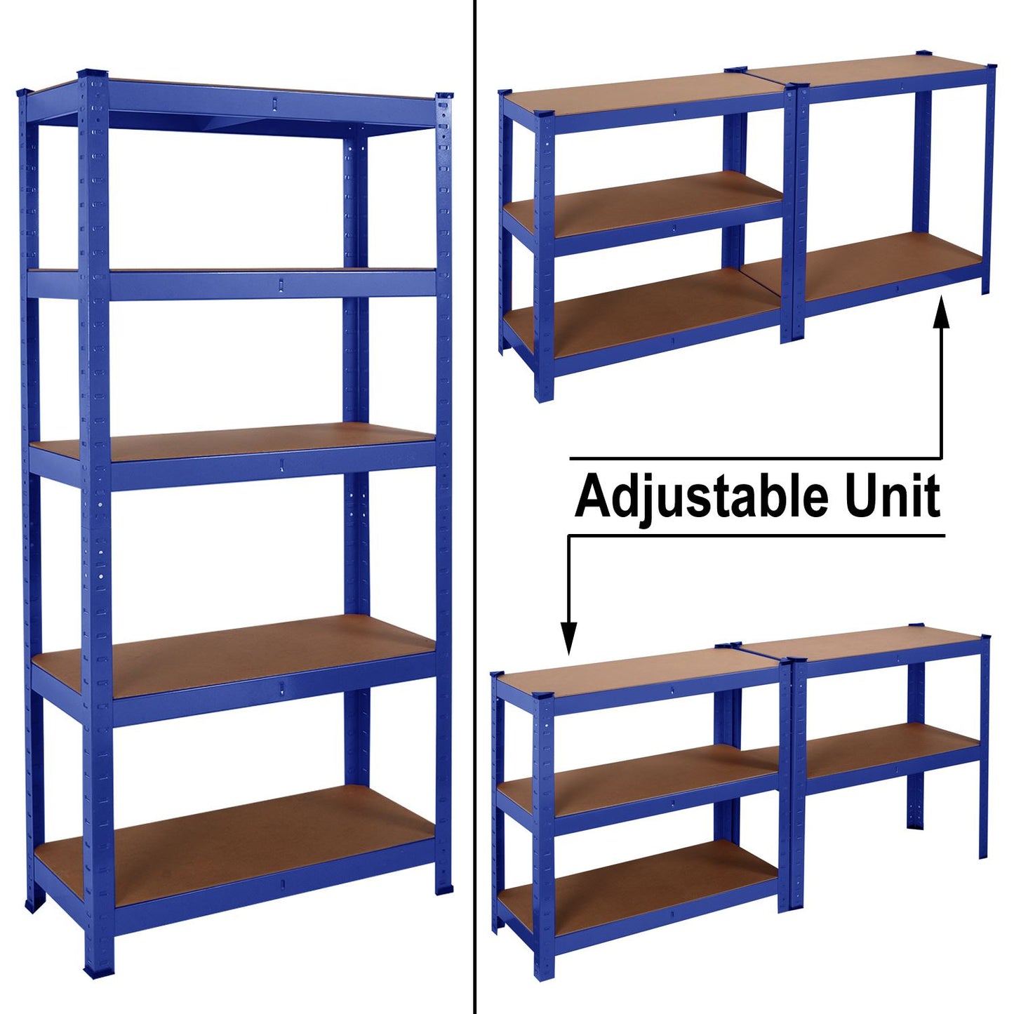 Heavy Duty Steel & MDF 5 Tier Racking in Blue 150x 70 x 30cm