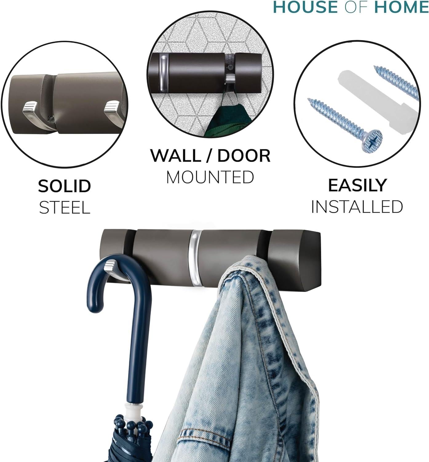3 Door Hooks In Nickel On Grey Mountable Board