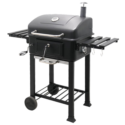 BBQ Smoker XL Grill Folding Tables Thermometer, Adjustable Charcoal Pan, Chimney