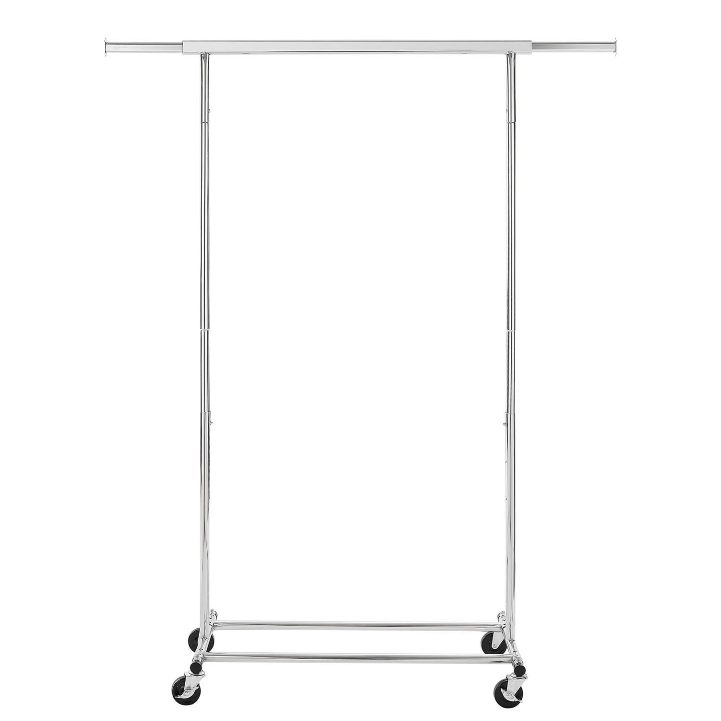Heavy Duty Chrome Clothes Rail Adjustable Width Height with Shelf Locking Wheels
