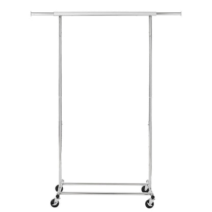 Heavy Duty Chrome Clothes Rail Adjustable Width Height with Shelf Locking Wheels