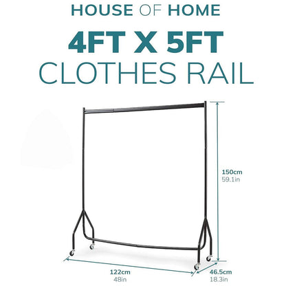 4Ft Long x 5Ft Tall Quality Heavy Duty Hanging Clothes Rail