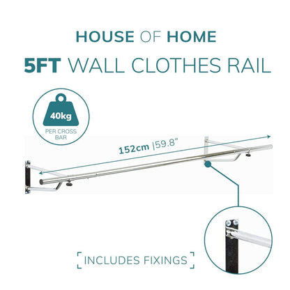5ft Garment Rail In Chrome Plated