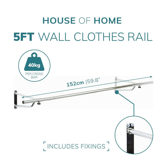 5ft Garment Rail In Chrome Plated