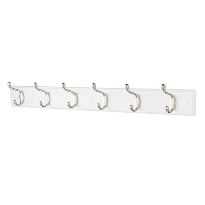 Quality 6 Double Coat Hooks Wall Or Door Mountable With Fixings WHITE