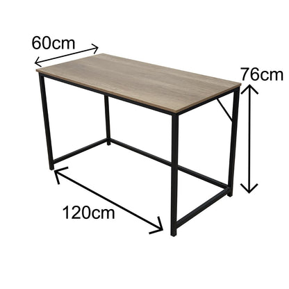 Large Light Rustic Brown wood top with Black coated metal frame 120cm