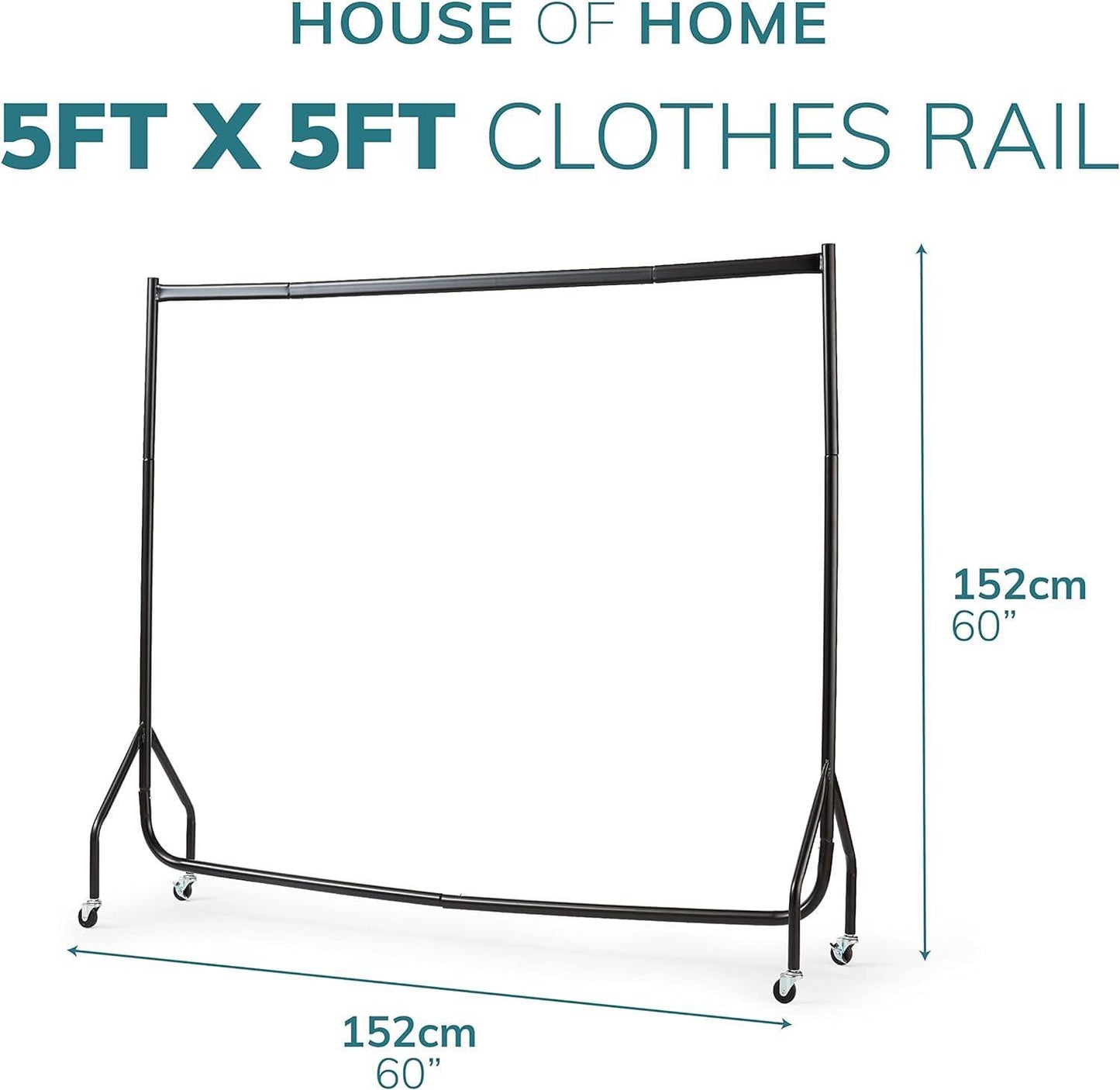 5ft x 5ft  Heavy duty clothes rail in white