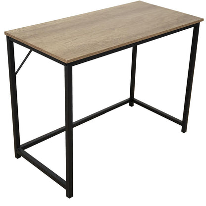 Large Light Rustic Brown wood top with Black coated metal frame 120cm