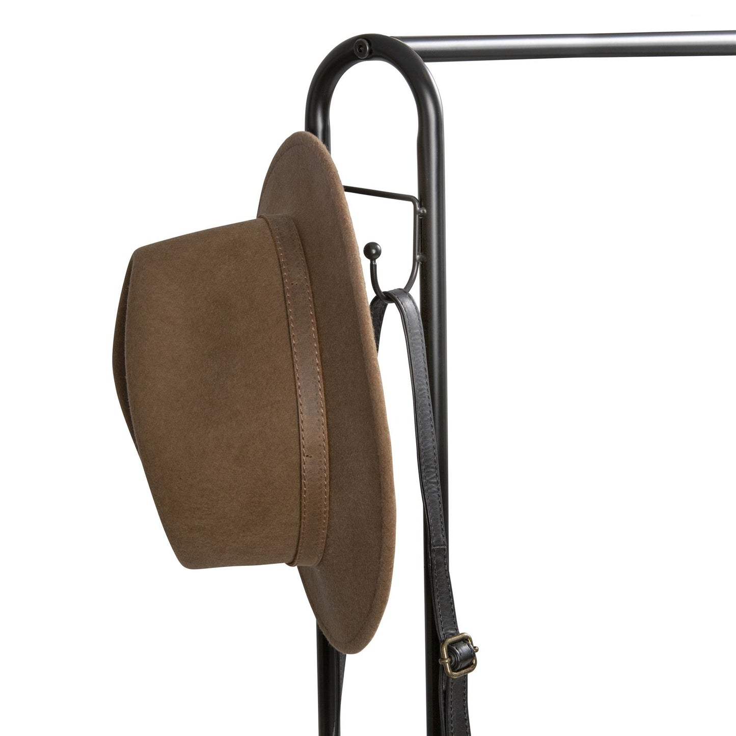 Clothes Rail Black With Two Shelves in Black Powder Coating