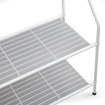 Clothes Rail With Two Shelves in White Powder Coating