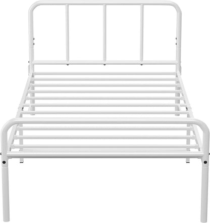 Single Bed Frame Metal Rounded Headboard Easy Assembly Bed Base Storage 6ftx3ft