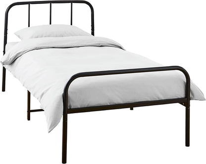 Single Bed Frame Metal Rounded Headboard Easy Assembly Under Bed Base Storage Space