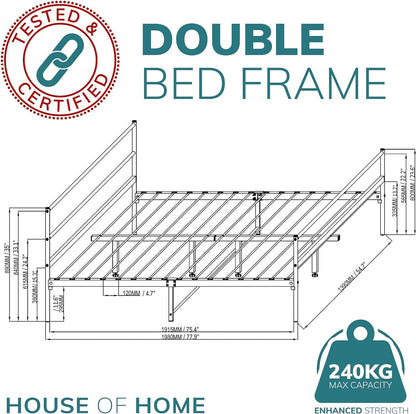 Double Metal Bed Frame Extra Strong Stylish Modern Bedroom Storage Sturdy Design