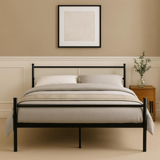 King Size Metal Bed Extra Strong Frame Stylish Bedroom Storage Modern Sturdy Design