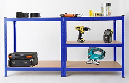 Heavy Duty Steel 5 Tier Racking & Storage Shelves or Workbench - Large 875kg Capacity (Blue)