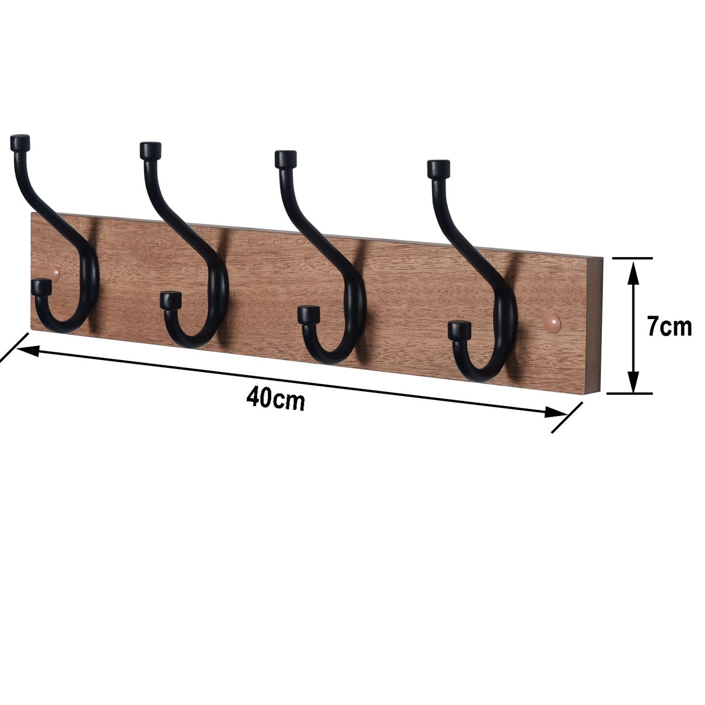 Oak Finish Heavy Duty 4 Double Coat Hooks Wall Or Door Mountable