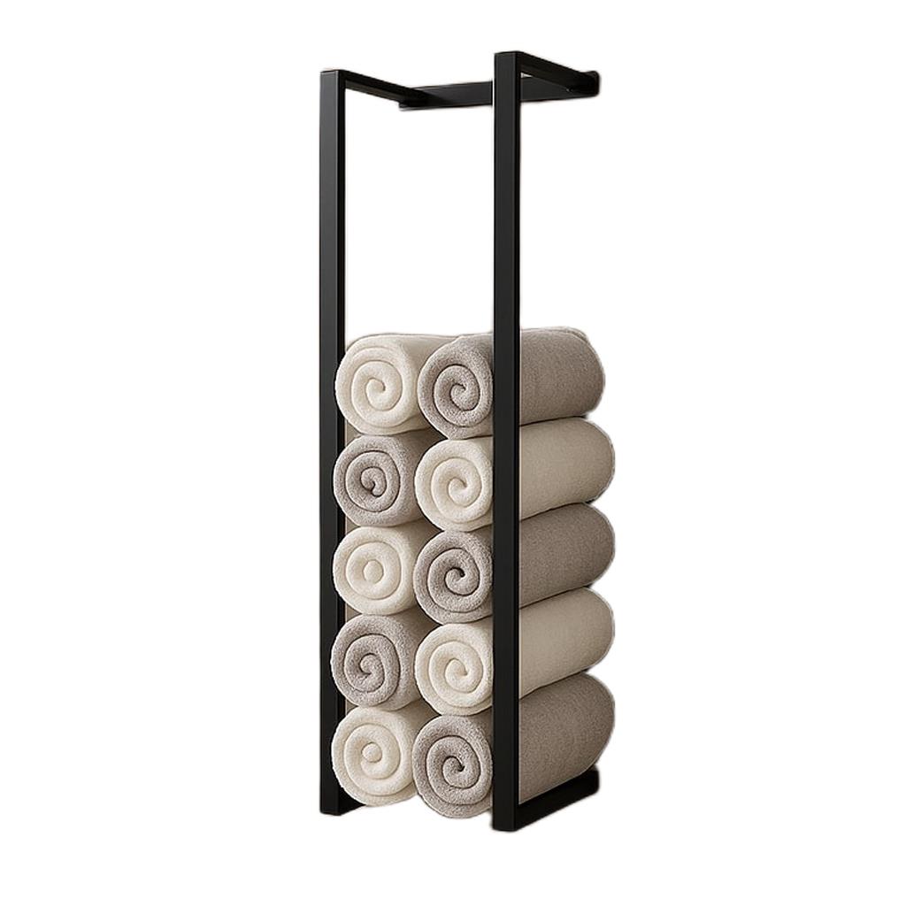 Wall Mounted Black Stainless Steel Double Bar Towel Rail for Bathroom 70cm