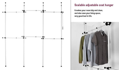 Triple Telescopic Wardrobe Organiser Hanging Rail Clothes Rack Adjustable Storage Shelving