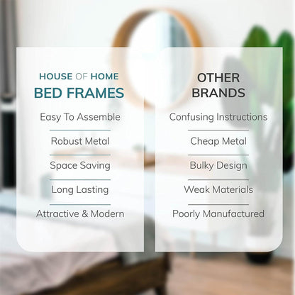 King Size Metal Bed Extra Strong Frame Stylish Bedroom Storage Modern Sturdy Design