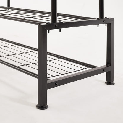 Clothes Rail with Double Hanging & Shelves Black Metal Garment Rack Heavy Duty