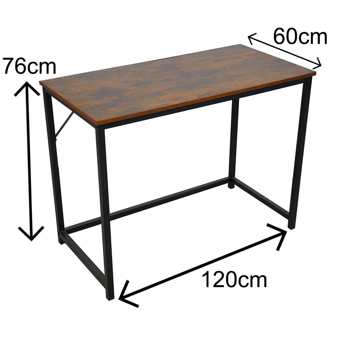 Large Rustic brown top with black coated metal frame 120cm