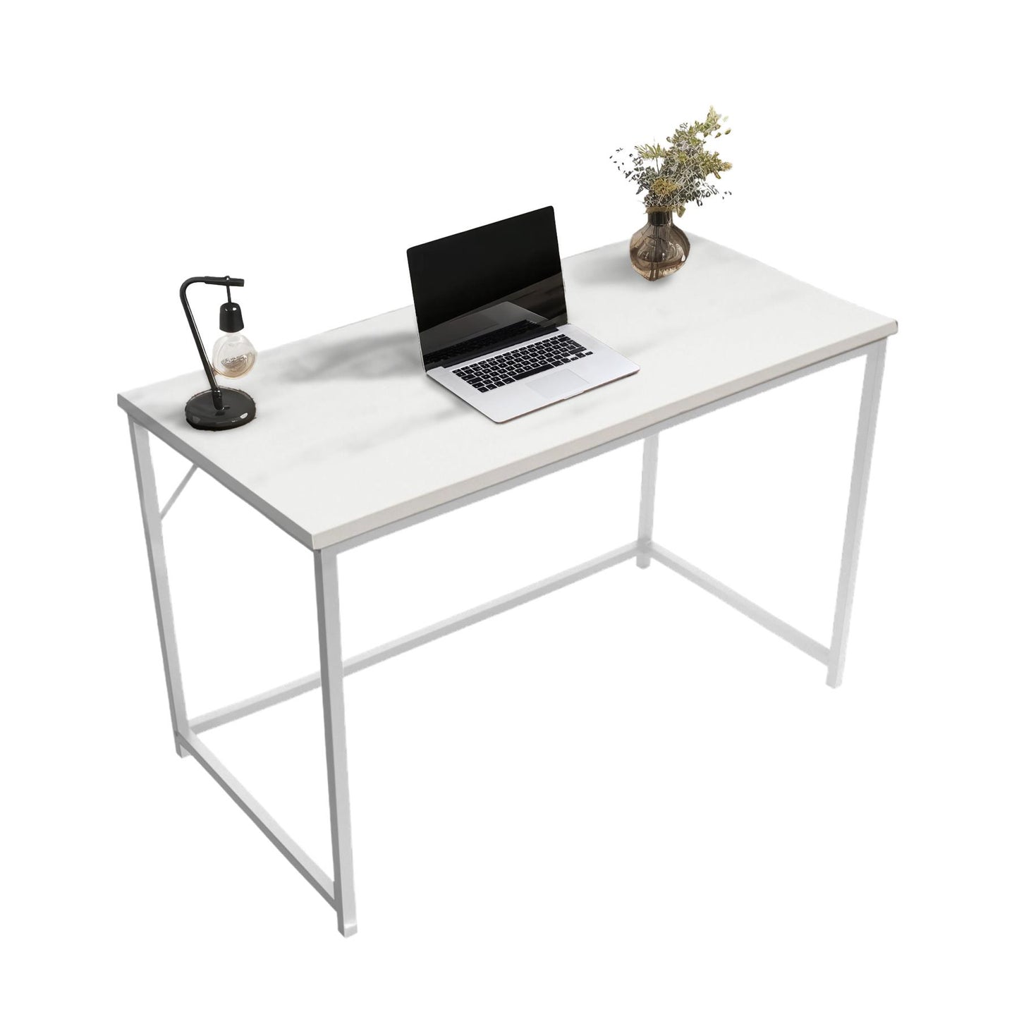 Large White wood top with white coated metal frame 120cm