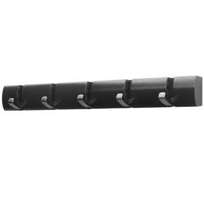 5 Door Hooks In Black Nickel Chrome On Black Mountable Board