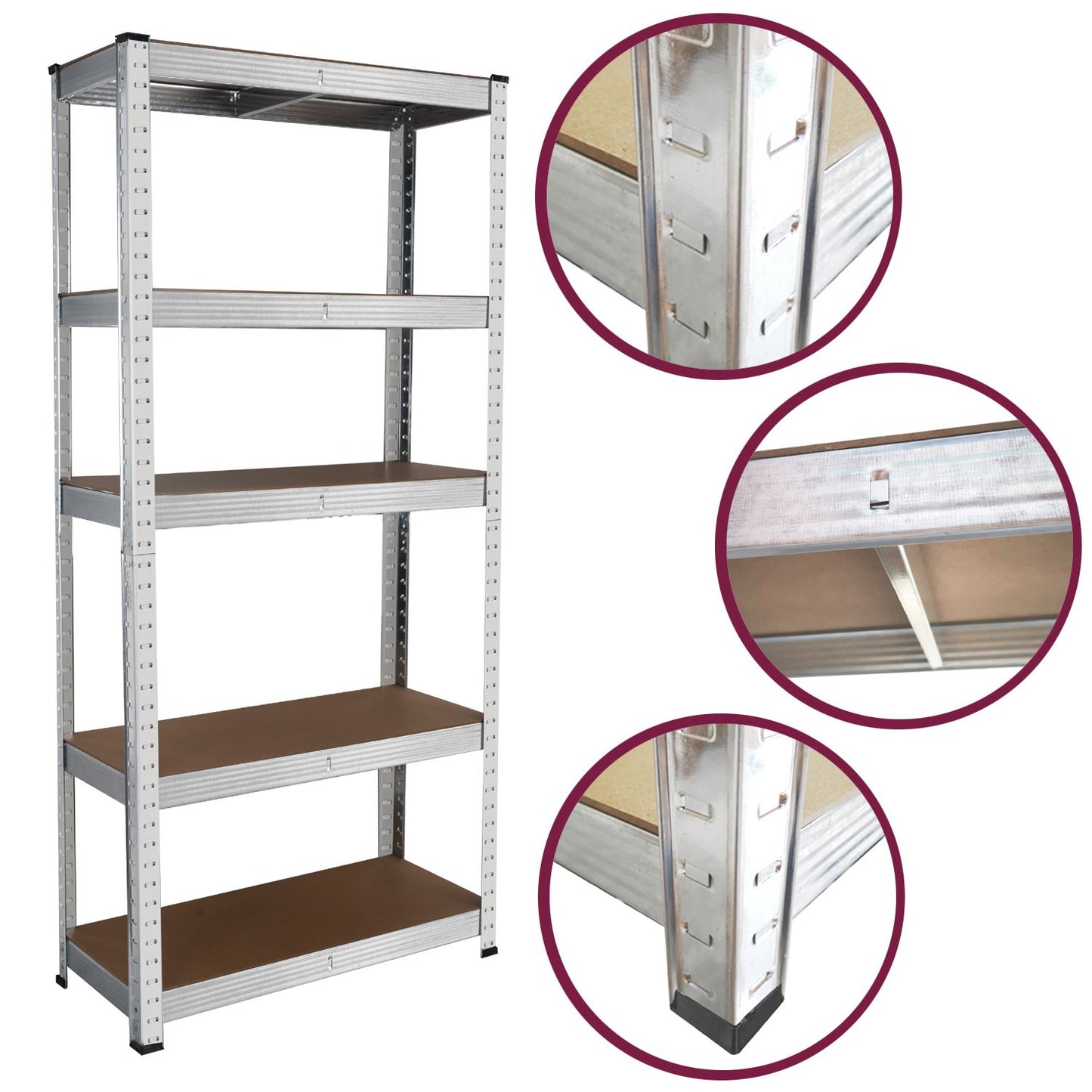 Heavy Duty Steel & MDF 5 Tier Galvanized Racking Shelf