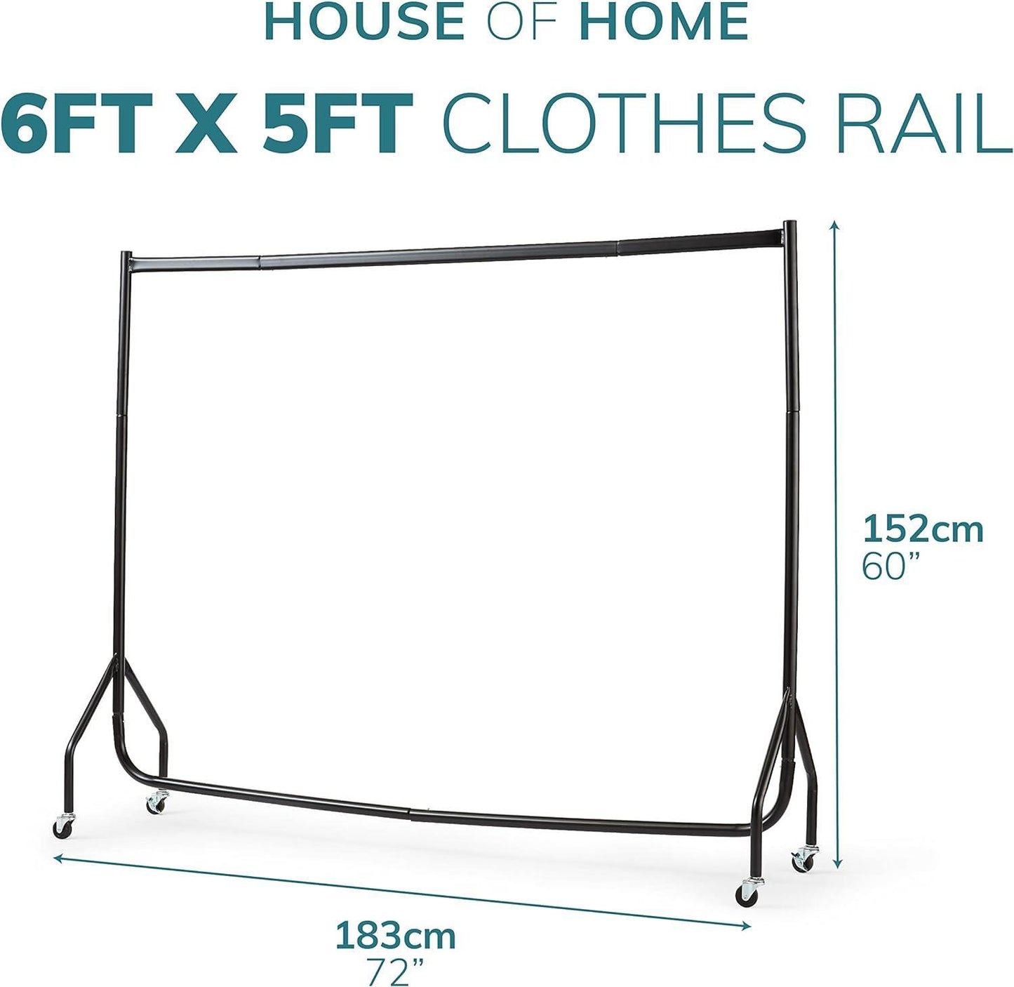 6ft x 5ft Heavy duty clothes rail in white