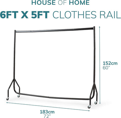 6ft x 5ft Heavy duty clothes rail in white