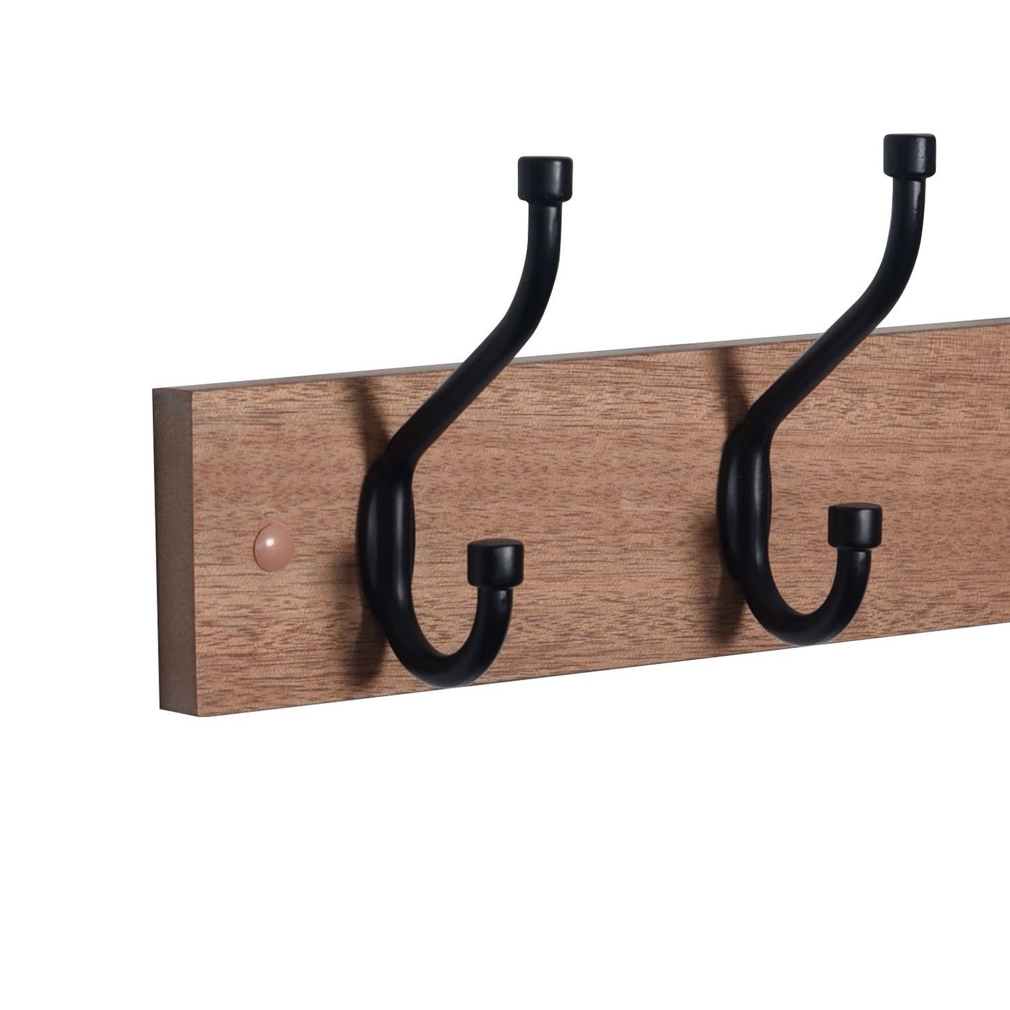 Oak Finish Heavy Duty 4 Double Coat Hooks Wall Or Door Mountable