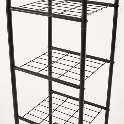Clothes Rail with Double Hanging & Shelves Black Metal Garment Rack Heavy Duty