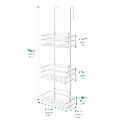 3 Tier Non Rust Hanging Shower Caddy Bathroom Organiser in White